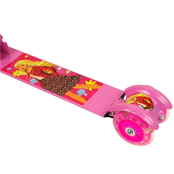 Hulajnoga Trójkołowa Świecące Koła LED Różowa z Hamulcem Ręcznym