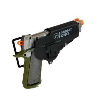 Zestaw Policyjny Pistolet 20cm Odznaka Gwizdek Kabura Efekty Świetlne Dźwięk