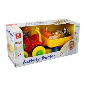 Traktor z Przyczepką, Zwierzętami Dla Niemowląt na Baterie z Dźwiękiem