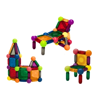 Klocki Magnetyczne Z Podświetleniem W Wiaderku 80 Elementów