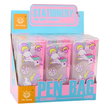 Piórnik Szkolny Przybornik Przeźroczysty Donut Jednorożce 20 x 8,5 x 4cm