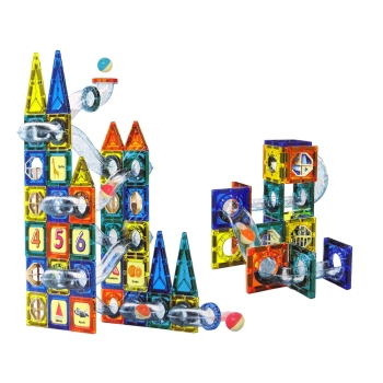 Klocki Magnetyczne Zamek Tor Dla Kulek 97 Elementów