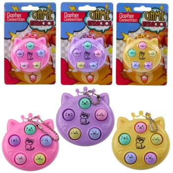 Brelok Mini Gra Zręcznościowa Wac A Mole Kotki Fioletowy Różowy Żółty