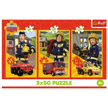 Puzzle - 3x50 - Ekipa z remizy - Strażak Sam - Trefl 34880
