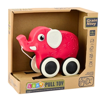 Słonik Zabawka Do Ciągnięcia Na Sznurku Piszczałka Eko Czerwony