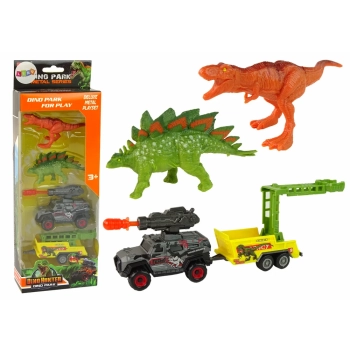 Dinozaury Zestaw Auto Rakieta Przyczepa