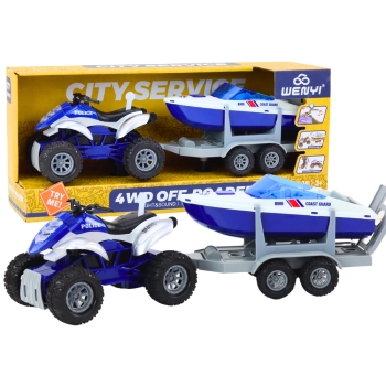 Quad Policyjny z Przyczepą do przewozu Łodzi oraz Motorówką