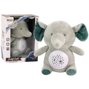 Miś Słonik Usypiający Melodie Światła Projektor Gwiazd Szary