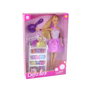 Lalka Lucy Sukienka Fioletowa Brokat Zestaw Buty