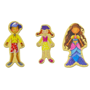 Zestaw Magnesy Drewniane Postacie W Przebraniach Kolorowe 20 Sztuk