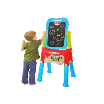 Tablica Magnetyczna Kredowa 2w1 Niebiesko-Czerwona Akcesoria