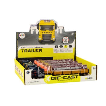 Ciężarówka Z Drewnem Niebieska Tir Przyczepa 1:24 Bale Dźwięki Światła