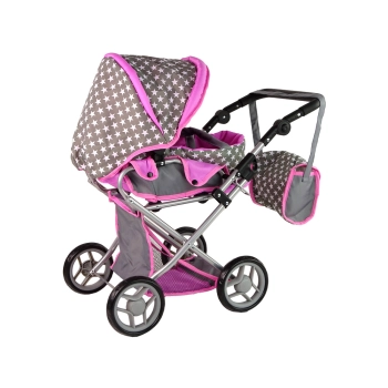 Wózek Spacerówka 2 w1 z Torbą Szaro Różowy Gwiazdki