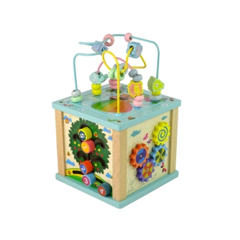 Drewniana Kostka Edukacyjna Sorter Labirynt Gra Chińczyk Zegar