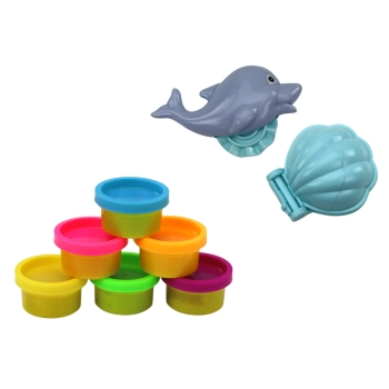 Zestaw Ciastoliny Dinozaur 6 Kolorów Formy Delfinek Muszelka