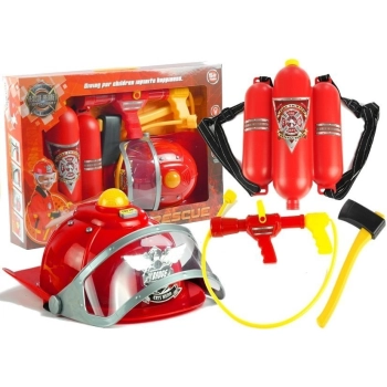 Zestaw Strażaka Dla Dziecka Kask Toporek Akcesoria Czerwony