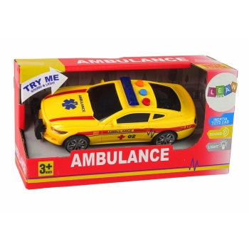Sportowe Auto Ambulans Światła Dźwięk Żółty Napęd