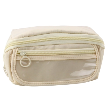 Piórnik Przybornik Szkolny Rozkładany Pojemny Kremowy Beżowy 20x10cm