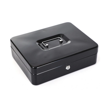 Kasetka Skrzynka Na Pieniądze Metalowa Z Przegródkami 2 Kluczyki Czarna