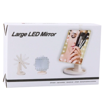 Lusterko Kosmetyczne 16 Diod LED Z Podstawką Regulacja Różowe