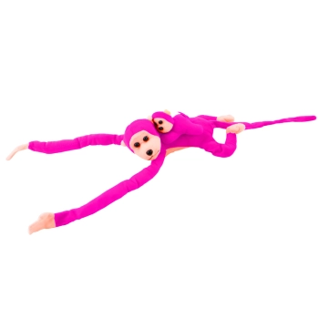 Maskotka Pluszowa Małpka z Dzieckiem Ciemno Różowa 90 cm