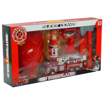 Zestaw Strażaka Straż Pożarna Wóz + Kask + Gaśnica