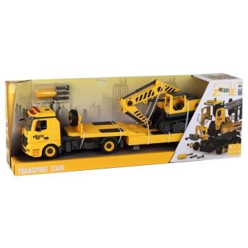 Laweta Do Składania Z Koparką Gąsienicową Dźwięk Światła DIY Żółty