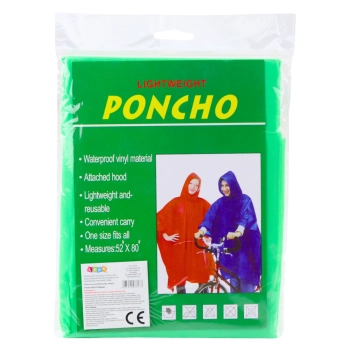 Płaszcz Peleryna Przeciwdeszczowa Wielokrotnego Użytku Zielona 132 x 203 cm