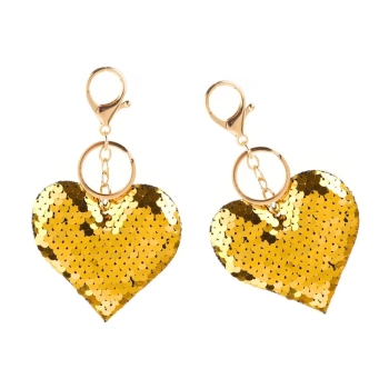 Brelok Serce Cekiny Dwustronne Srebrny Złoty