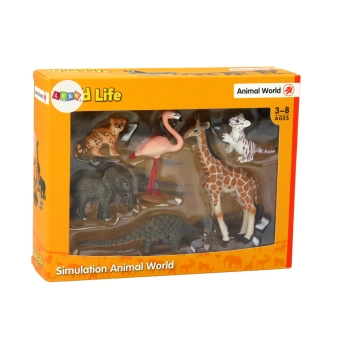 Zestaw Figurek Zwierzęta Żyrafa Flaming Słoń Tygrys