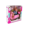 Zestaw Lalka Ze Skuterem Kask Długie Włosy Różowy