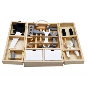 Warsztat Drewniany w Walizce Narzędzia Szufladki Majsterkowanie
