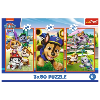 Puzzle - 3x80 - Psia zgraja - Psi Patrol - Trefl 34886