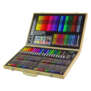 Zestaw Artystyczny Do Malowania Drewniana Walizka 180 Elementów