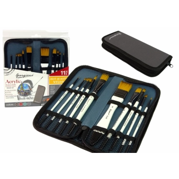 Zestaw Artysty W Piórniku Pędzle Akrylowe 10 Sztuk