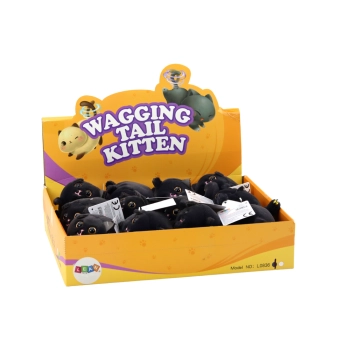 Pluszowy Kotek Naciągany Skaczący Maskotka Czarny