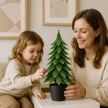 Choinka Ozdobna Dekoracyjna Sztuczna W Doniczce Srebrne Wykończenie 32 x 12 cm