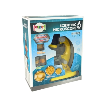 Mikroskop Dla Naukowca Zestaw Edukacyjny Żółty 100x 400x 1200x