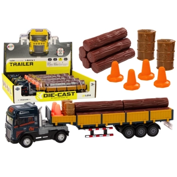 Ciężarówka Z Drewnem Niebieska Tir Przyczepa 1:24 Bale Dźwięki Światła