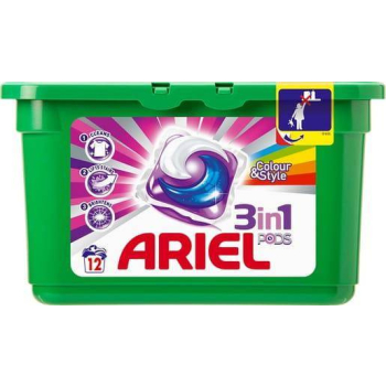Ariel kapsułki 3 w 1 do tkanin kolorowych 12 szt.