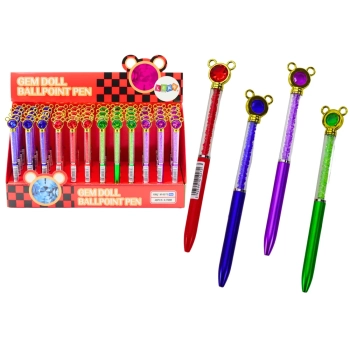 Długopis Z Myszką Diamenciki Niebieski Wkład 0.7mm Mix