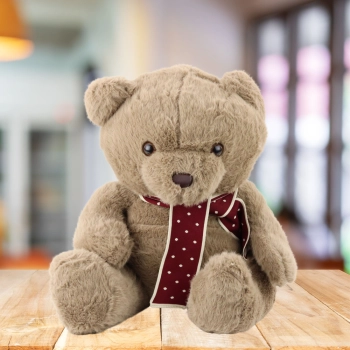 Pluszowa Maskotka Przytulanka Duży Miś Z Szalikiem Jasnobrązowy 45cm