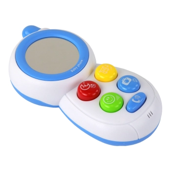 Niebieski Dziecięcy Telefon Interaktywny Światła Dźwięki Lusterko