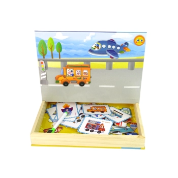 Magnetyczna Układanka Książka Transport Puzzle Karty