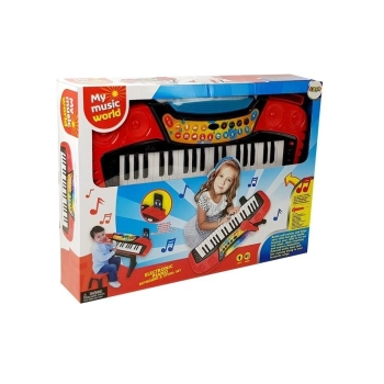 Keyboard ze Statywem Krzesełkiem 37 Klawiszy Czerwony