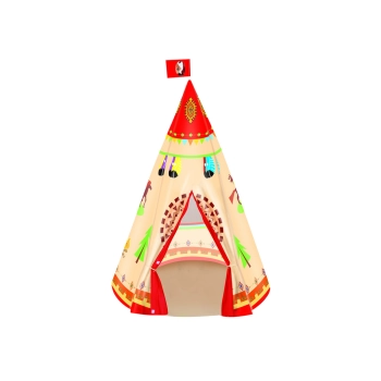 Namiot Tipi Dla Dzieci Styl Indiański Ogród Kremowy 160 cm x 105 cm