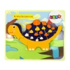 Drewniane Puzzle Dinozaury Triceratops Ankylosaurus Pomarańczowy