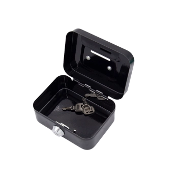 Skarbonka Schowek Zamykana Dwa Kluczyki Metalowa Czarna