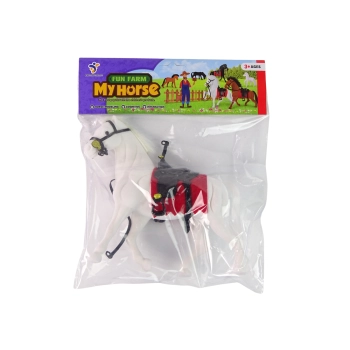 Figurka Biały Koń Siodło Farma