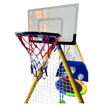 Plac Zabaw Wielofunkcyjny 4w1 Huśtawki Kosz Do Gry Mata Celnościowa